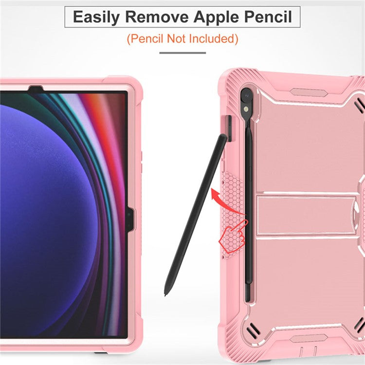 Kickstand Case for Samsung Galaxy Tab S9 , Fall Protection Silicone + PC Tablet Cover - Rose Gold
