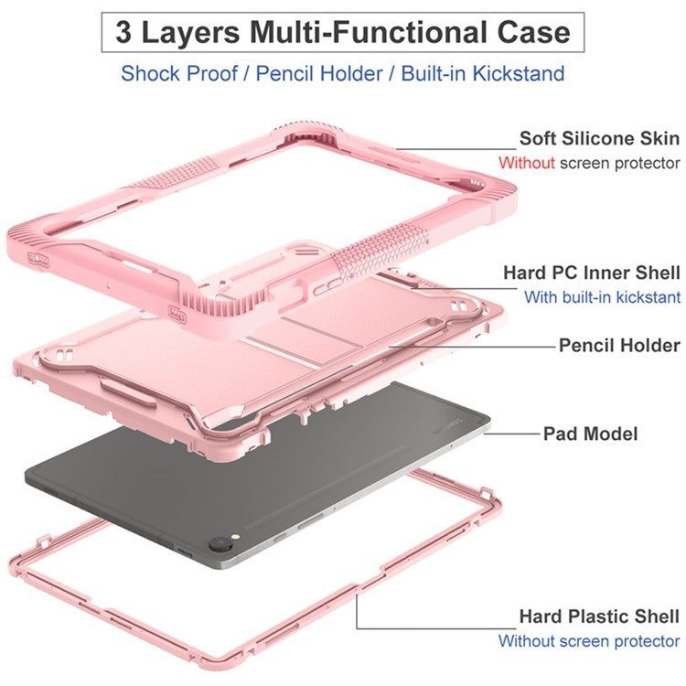 Kickstand Case for Samsung Galaxy Tab S9 , Fall Protection Silicone + PC Tablet Cover - Rose Gold