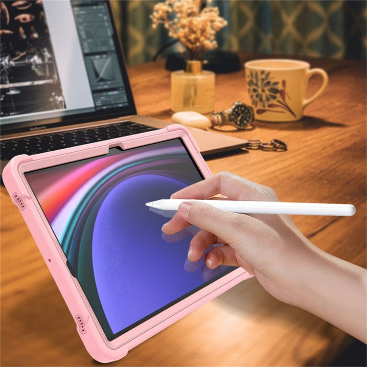 Kickstand Case for Samsung Galaxy Tab S9 , Fall Protection Silicone + PC Tablet Cover - Rose Gold