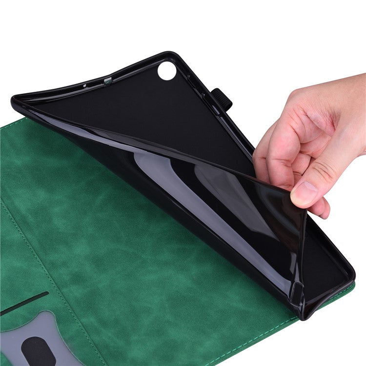 For Samsung Galaxy Tab S9 Ultra PU Leather Tablet Wallet Cover Pencil Holder Loop Tablet Case with Stand - Green