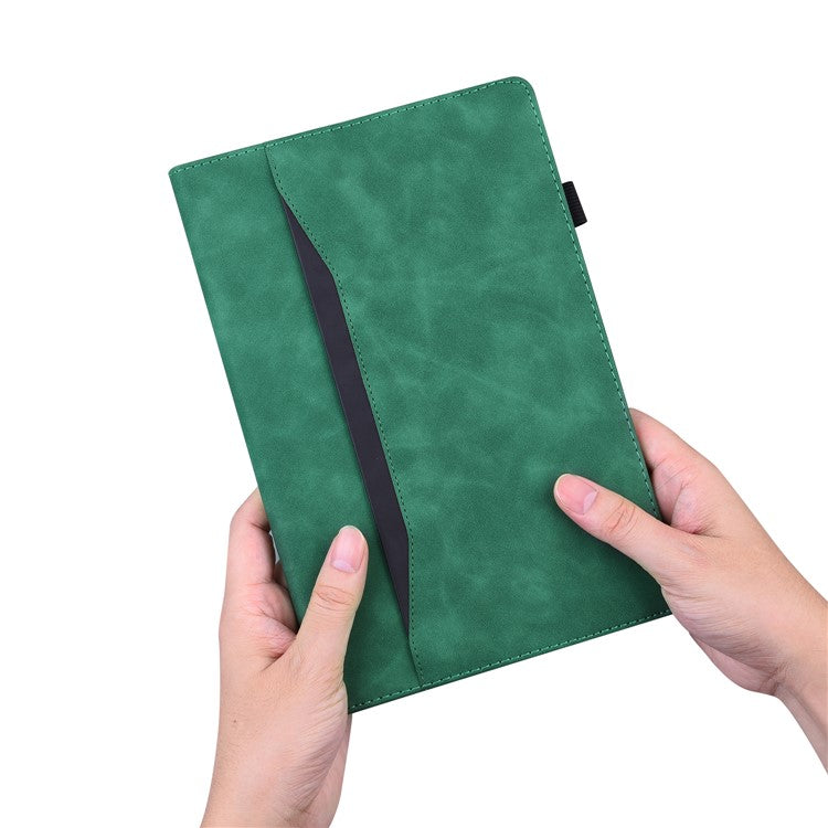 For Samsung Galaxy Tab S9 Ultra PU Leather Tablet Wallet Cover Pencil Holder Loop Tablet Case with Stand - Green