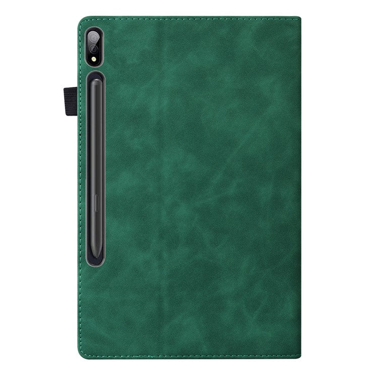 For Samsung Galaxy Tab S9 Ultra PU Leather Tablet Wallet Cover Pencil Holder Loop Tablet Case with Stand - Green
