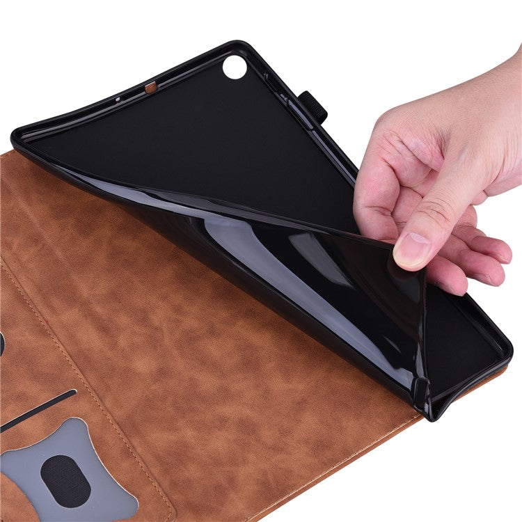 For Samsung Galaxy Tab S9 Ultra PU Leather Tablet Wallet Cover Pencil Holder Loop Tablet Case with Stand - Brown