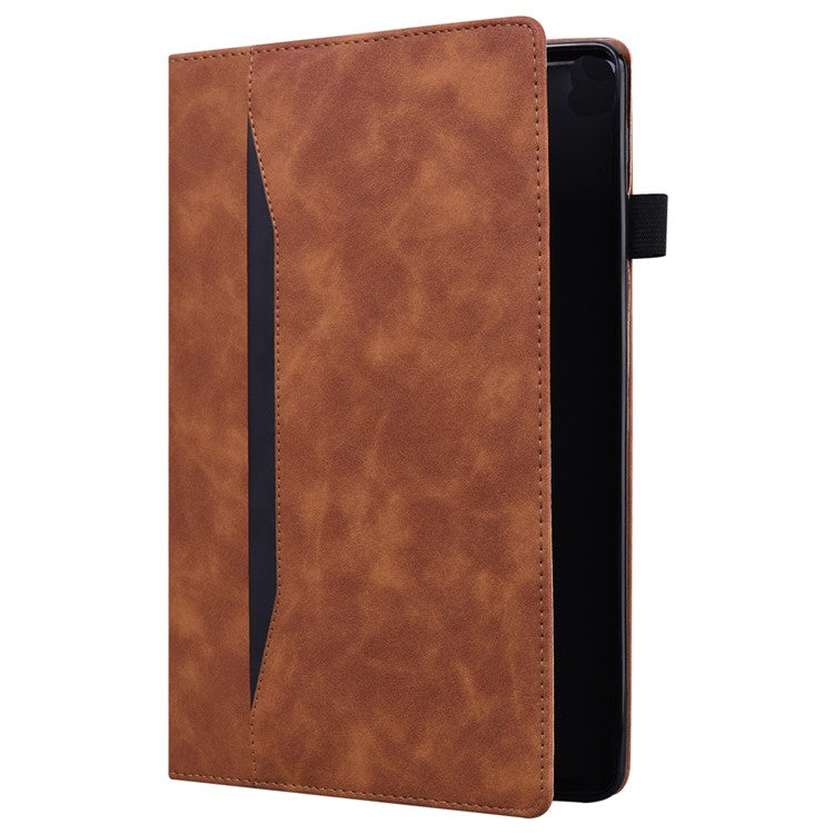 For Samsung Galaxy Tab S9 Ultra PU Leather Tablet Wallet Cover Pencil Holder Loop Tablet Case with Stand - Brown