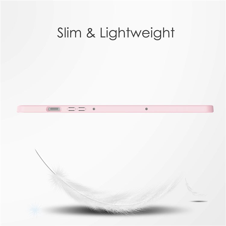 For Samsung Galaxy Tab S9 FE Tablet Case Leather+TPU+Acrylic Stand Cover with Pen Slot - Pink