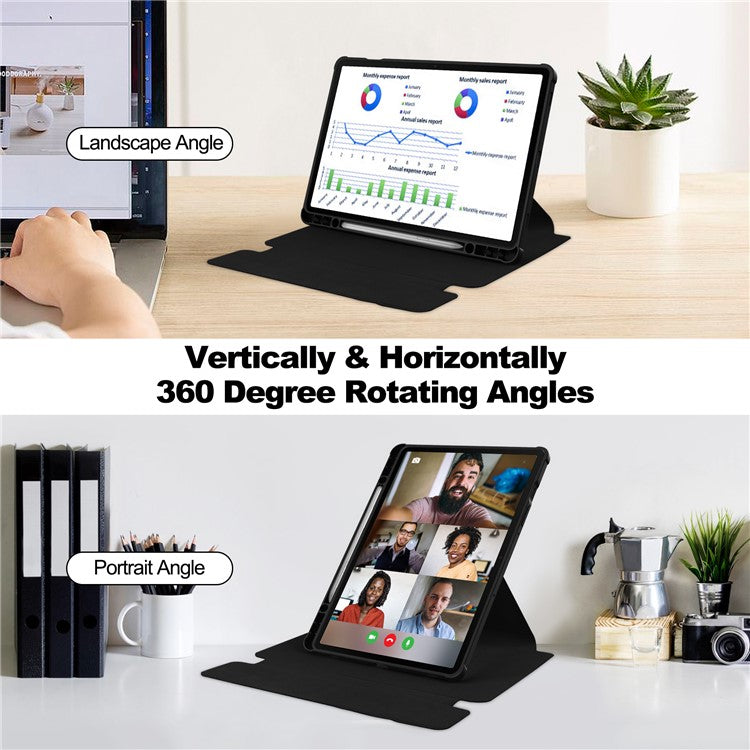 For Samsung Galaxy Tab S9 FE+ Case Rotating Stand Tablet Cover (without Keyboard) - Black