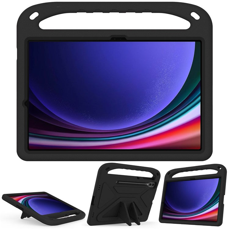 For Samsung Galaxy Tab S9 FE+ Case Hand Grip EVA Tablet Kickstand Cover - Black