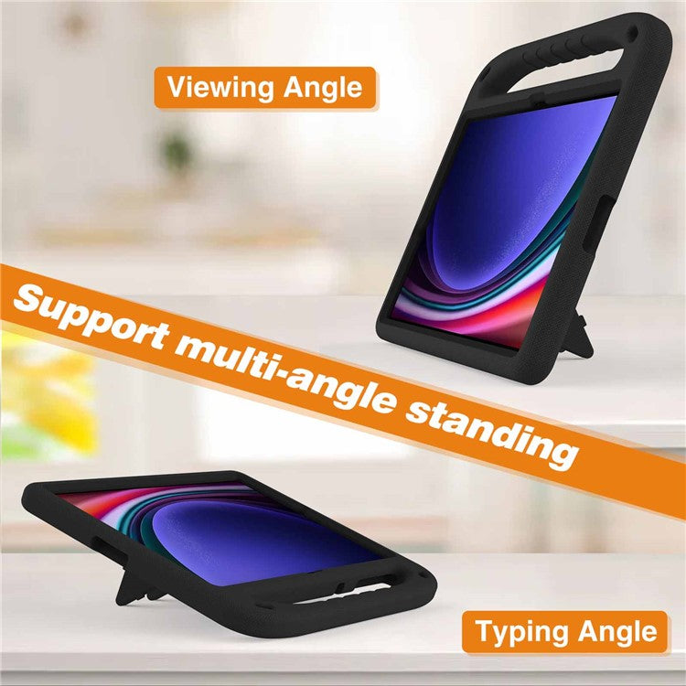 For Samsung Galaxy Tab S9 FE+ Case Hand Grip EVA Tablet Kickstand Cover - Black
