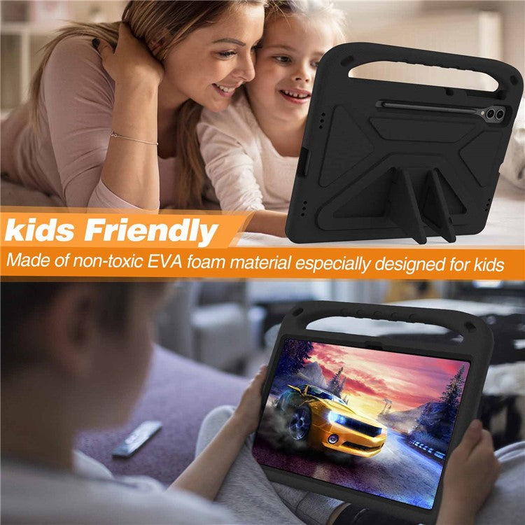 For Samsung Galaxy Tab S9 FE+ Case Hand Grip EVA Tablet Kickstand Cover - Black