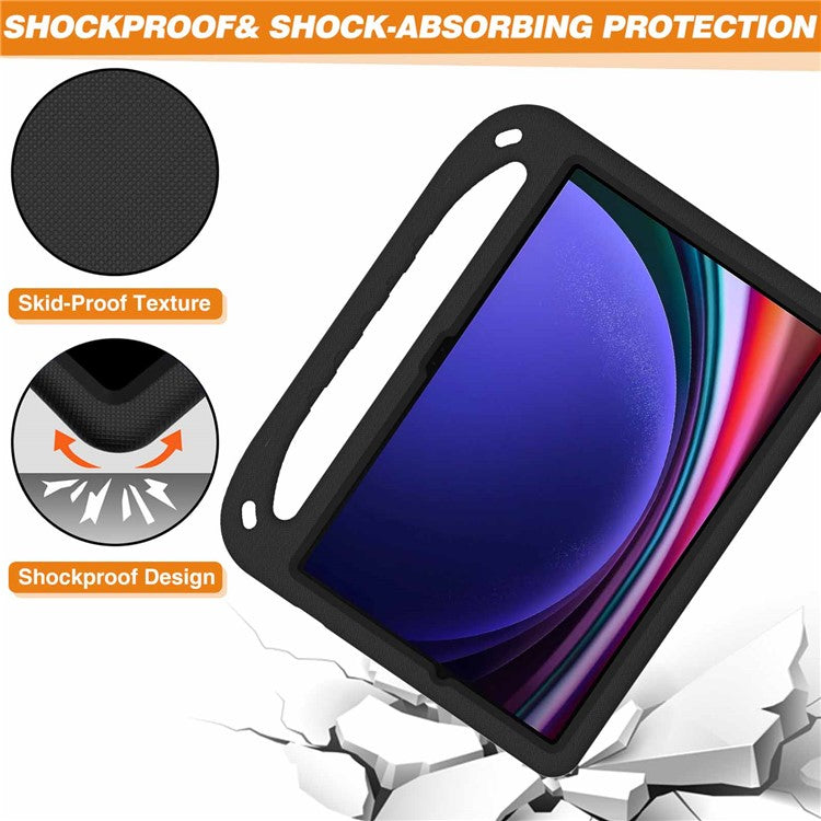 For Samsung Galaxy Tab S9 FE+ Case Hand Grip EVA Tablet Kickstand Cover - Black