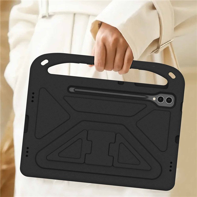 For Samsung Galaxy Tab S9 FE+ Case Hand Grip EVA Tablet Kickstand Cover - Black
