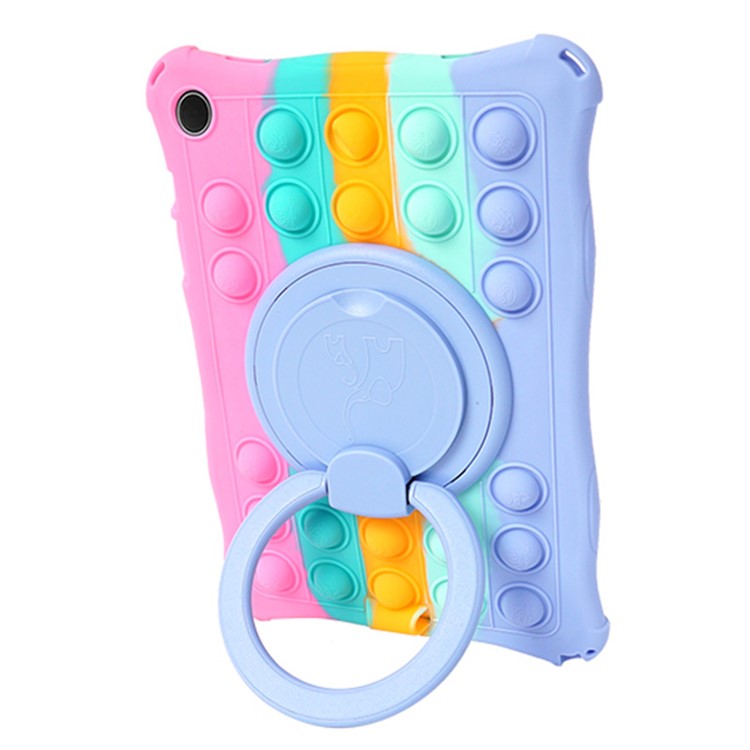 For Samsung Galaxy Tab A9+ X210 X216 X218 Kickstand Case Push Bubble Tablet Cover with Shoulder Strap - Colorful Pink
