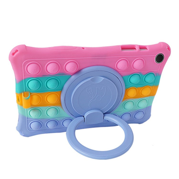 For Samsung Galaxy Tab A9+ X210 X216 X218 Kickstand Case Push Bubble Tablet Cover with Shoulder Strap - Colorful Pink