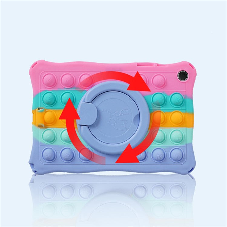 For Samsung Galaxy Tab A9+ X210 X216 X218 Kickstand Case Push Bubble Tablet Cover with Shoulder Strap - Colorful Pink