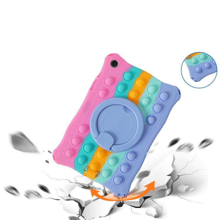For Samsung Galaxy Tab A9+ X210 X216 X218 Kickstand Case Push Bubble Tablet Cover with Shoulder Strap - Colorful Pink