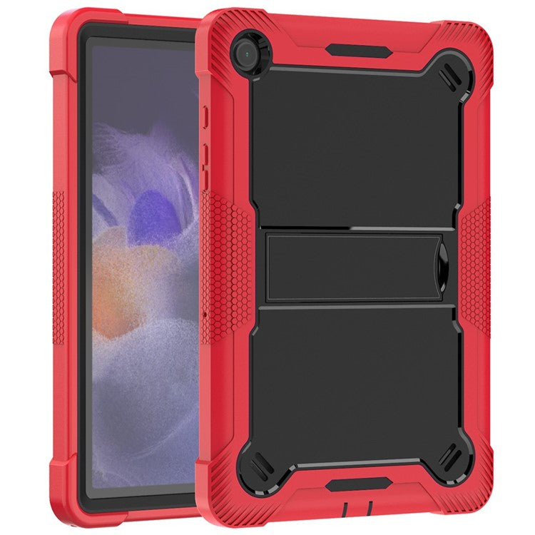 For Samsung Galaxy Tab A9+ Kickstand Cover Protective Silicone + PC Tablet Case - Red+Black