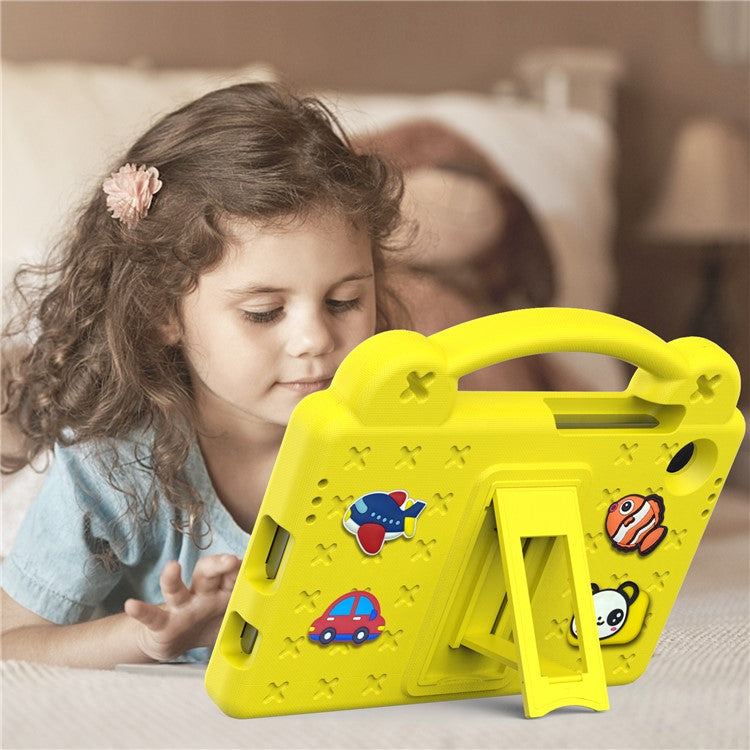 For Samsung Galaxy Tab A9 Case EVA Tablet Cover Anti-Drop Kickstand Case with Grip Handle - Yellow