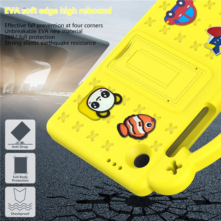 For Samsung Galaxy Tab A9 Case EVA Tablet Cover Anti-Drop Kickstand Case with Grip Handle - Yellow