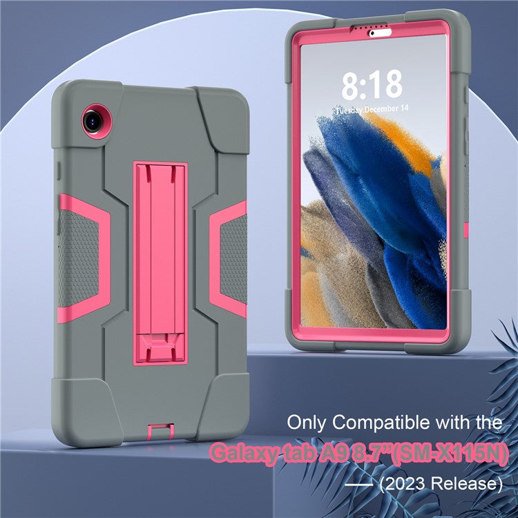 For Samsung Galaxy Tab A9 Kickstand Case Silicone + PC Dual Color Tablet Cover - Sapphire+Blue PC