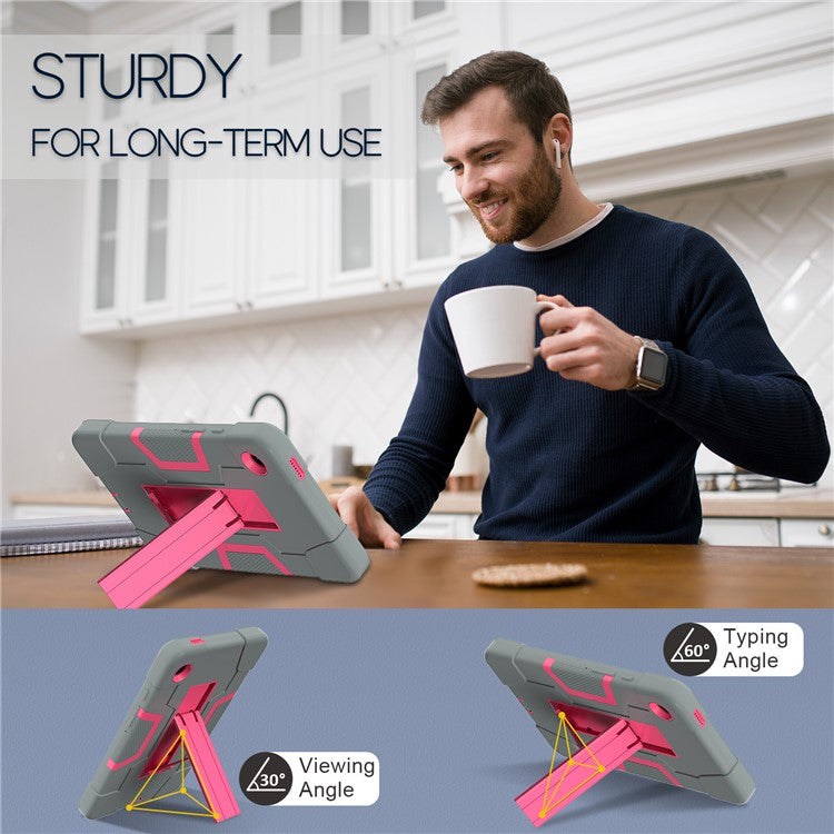 For Samsung Galaxy Tab A9 Kickstand Case Silicone + PC Dual Color Tablet Cover - Sapphire+Blue PC