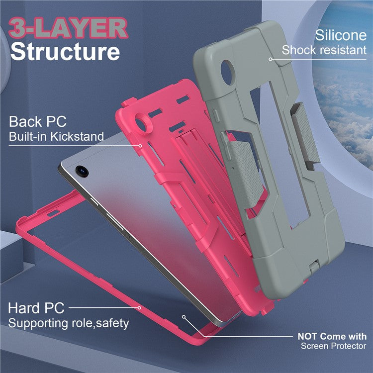 For Samsung Galaxy Tab A9 Kickstand Case Silicone + PC Dual Color Tablet Cover - Sapphire+Blue PC