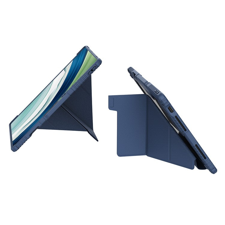 NILLKIN Bumper Leather Case Pro for Huawei MatePad Pro 13.2 Case Slide Camera Lid Tablet Case PU Leather Anti-Drop Cover - Blue