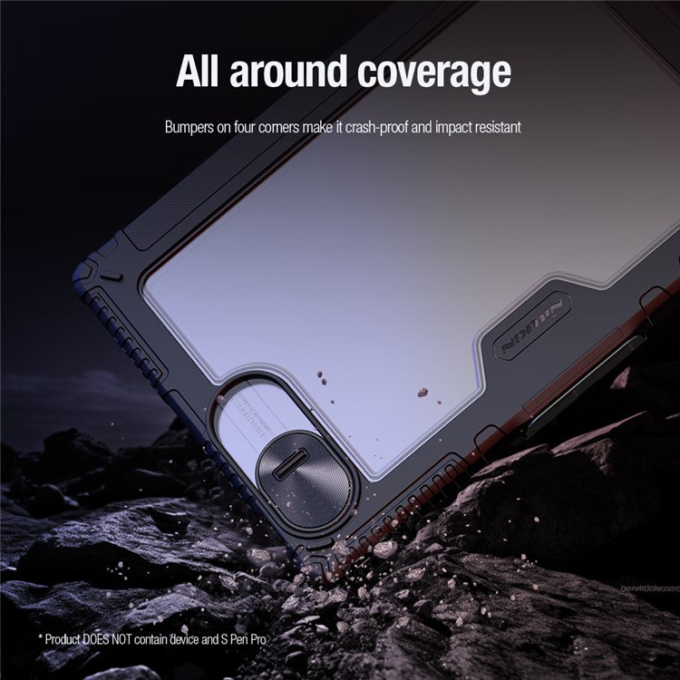 NILLKIN Bumper Leather Case Pro for Huawei MatePad Pro 13.2 Case Slide Camera Lid Tablet Case PU Leather Anti-Drop Cover - Blue