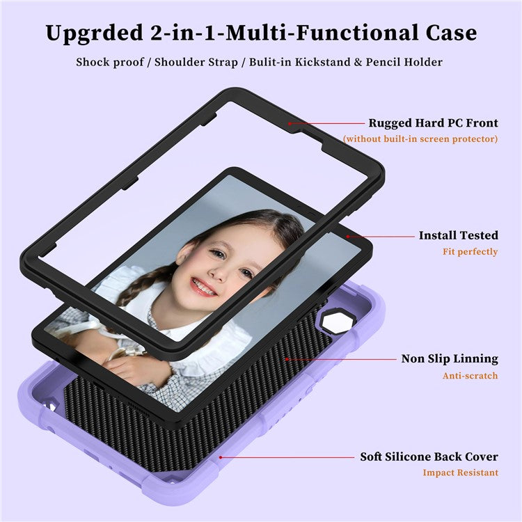 For Samsung Galaxy Tab A9  Tablet Case Butterfly Shape Silicone + PC Protective Cover with Shoulder Strap - Purple