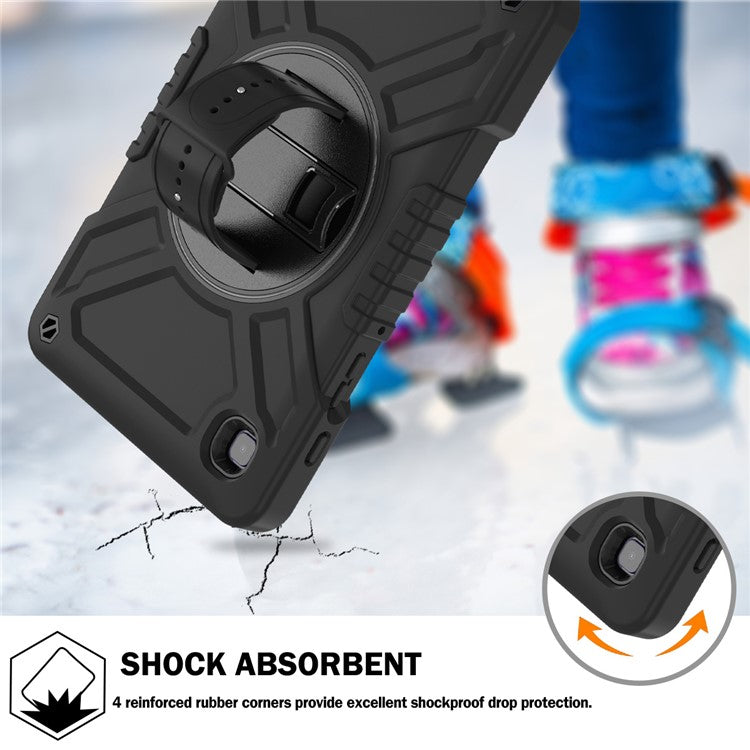 X-Shaped Series for Samsung Galaxy Tab A7 Lite 8.7-inch Tablet Case PC+Silicone Rotatable Kickstand Cover - All Black