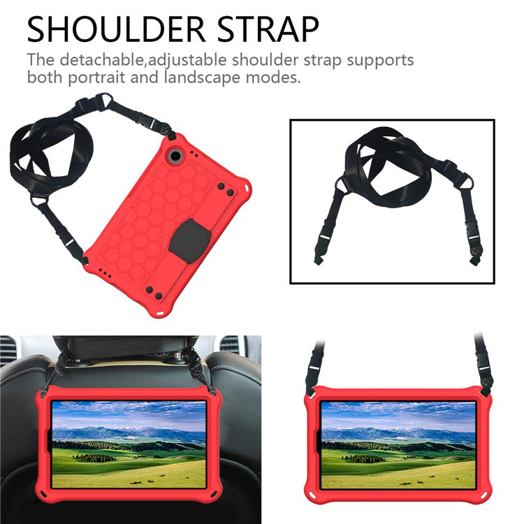 For Samsung Galaxy Tab A9+ Honeycomb Texture Case Kickstand EVA Tablet Cover - Red+Black