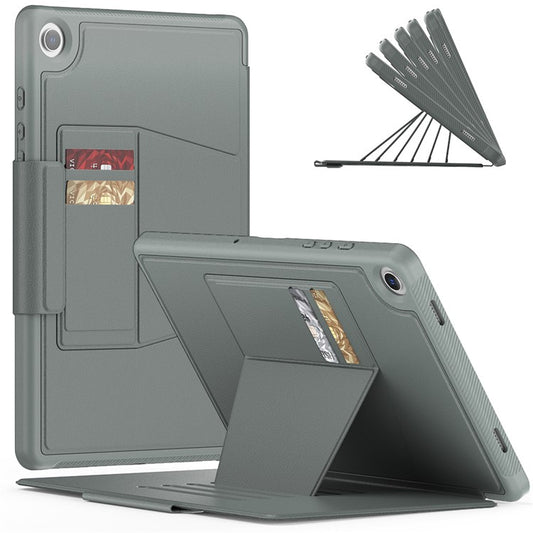 For Samsung Galaxy Tab A9+ SM-X210 / X216 / X218 Kickstand Case Card Slot Tablet Leather Cover - Grey
