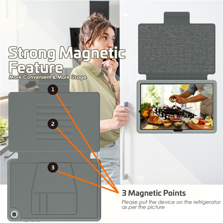 For Samsung Galaxy Tab A9+ SM-X210 / X216 / X218 Kickstand Case Card Slot Tablet Leather Cover - Grey