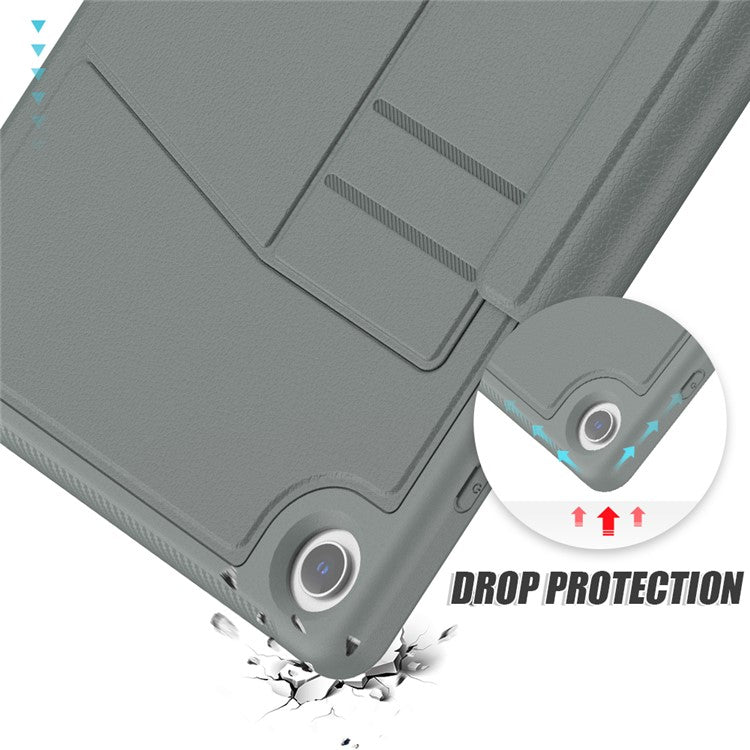 For Samsung Galaxy Tab A9+ SM-X210 / X216 / X218 Kickstand Case Card Slot Tablet Leather Cover - Grey