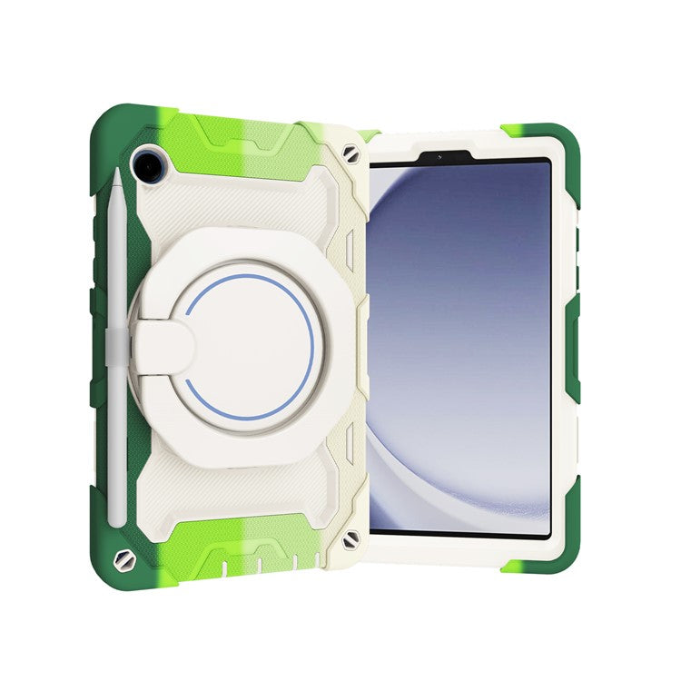 For Samsung Galaxy Tab A9 Tablet Case PC+Silicone Cover Kickstand - Colorful Green