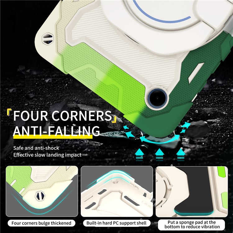 For Samsung Galaxy Tab A9 Tablet Case PC+Silicone Cover Kickstand - Colorful Green