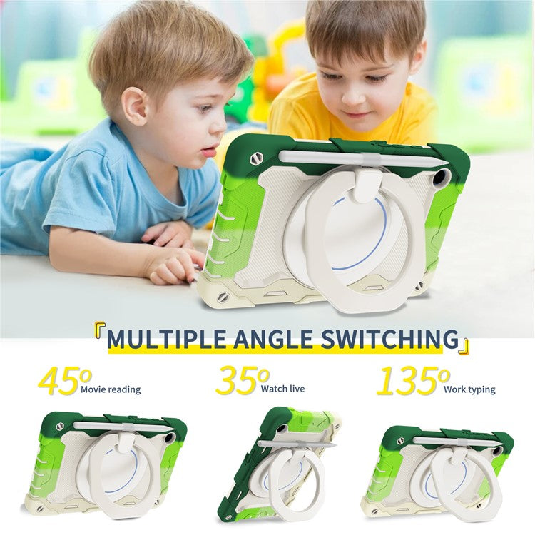 For Samsung Galaxy Tab A9 Tablet Case PC+Silicone Cover Kickstand - Colorful Green