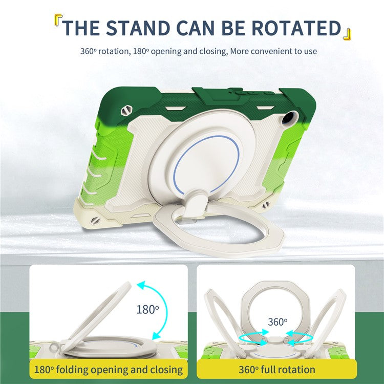 For Samsung Galaxy Tab A9 Tablet Case PC+Silicone Cover Kickstand - Colorful Green