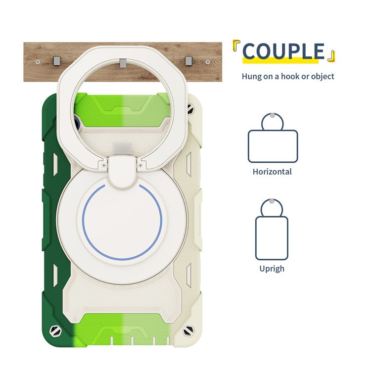 For Samsung Galaxy Tab A9 Tablet Case PC+Silicone Cover Kickstand - Colorful Green