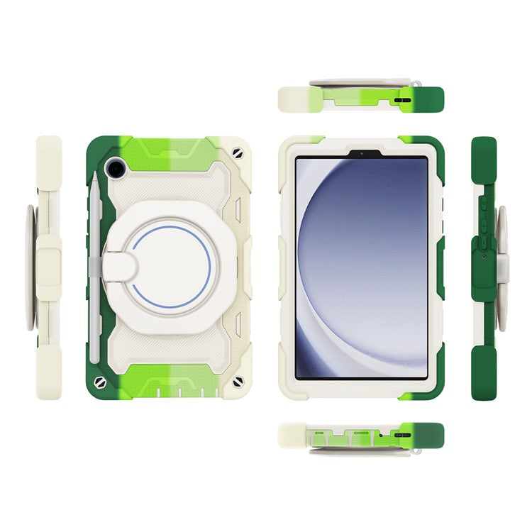 For Samsung Galaxy Tab A9 Tablet Case PC+Silicone Cover Kickstand - Colorful Green