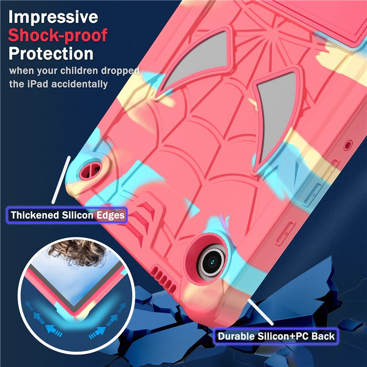 For Samsung Galaxy Tab A9 Tablet Case Spider Style PC+Silicone Cover Kickstand - Camouflage+Rose