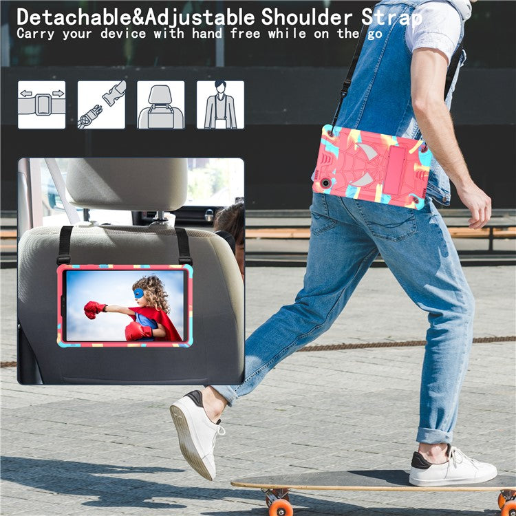 For Samsung Galaxy Tab A9 Tablet Case Spider Style PC+Silicone Cover Kickstand - Camouflage+Rose