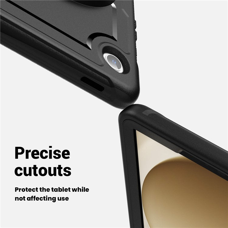 For Samsung Galaxy Tab A9 (SM-X110 / SM-X115) Protective Case Kickstand Hand Strap Tablet Cover - Black