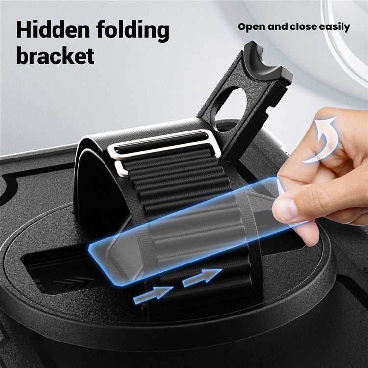 For Samsung Galaxy Tab A9 (SM-X110 / SM-X115) Protective Case Kickstand Hand Strap Tablet Cover - Black