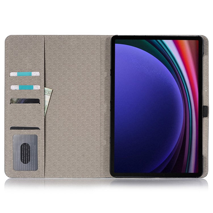 For Samsung Galaxy Tab S9 Case Cross Texture PU Leather Tablet Cover with Card Slots - Grey