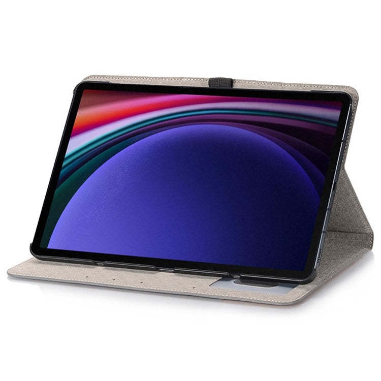 For Samsung Galaxy Tab S9 Case Cross Texture PU Leather Tablet Cover with Card Slots - Grey