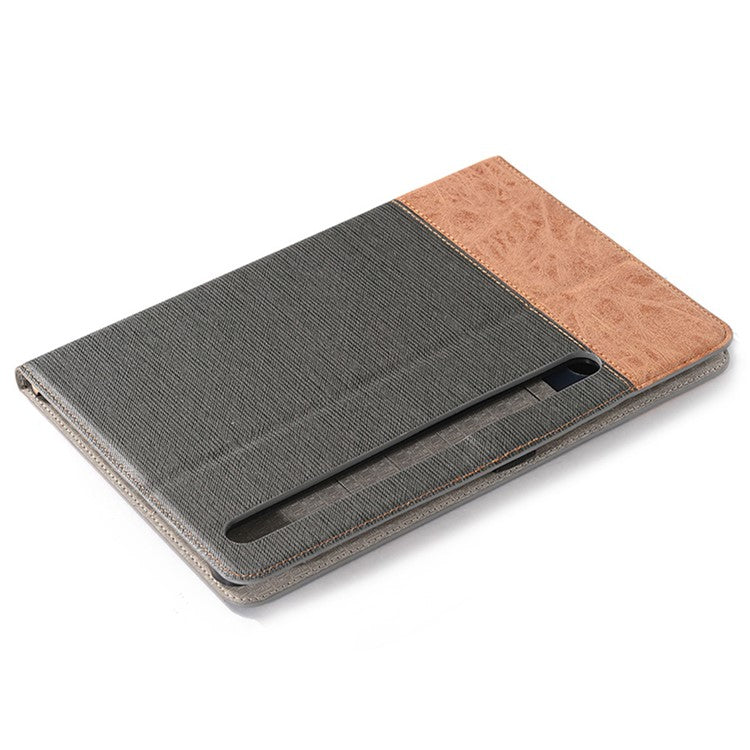 For Samsung Galaxy Tab S9 Case Cross Texture PU Leather Tablet Cover with Card Slots - Grey