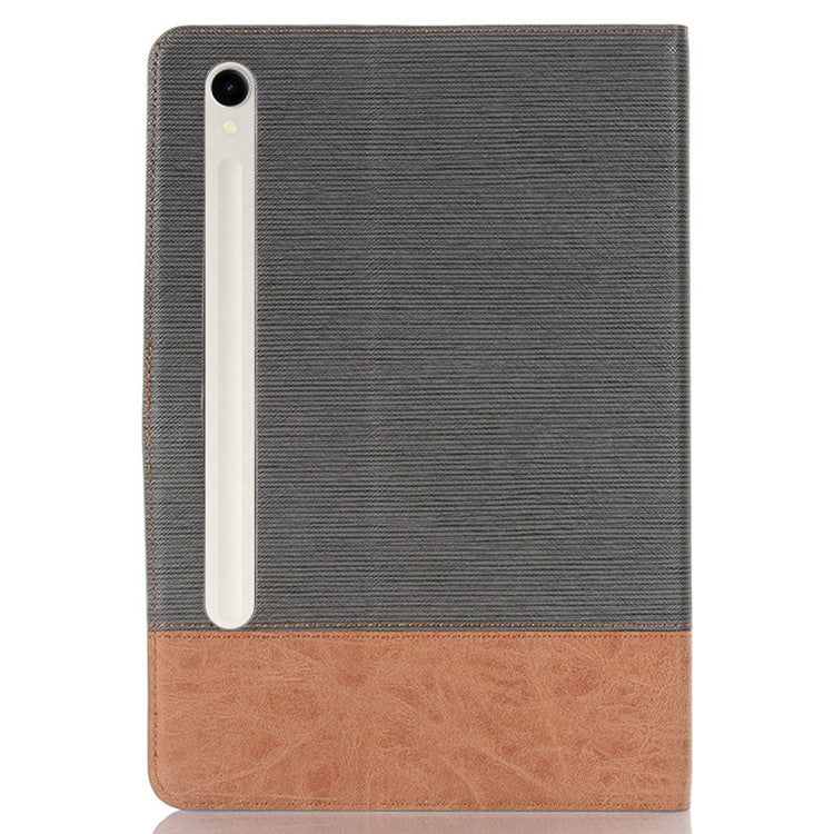 For Samsung Galaxy Tab S9 Case Cross Texture PU Leather Tablet Cover with Card Slots - Grey