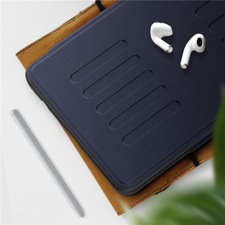 For Samsung Galaxy Tab A9 (SM-X110  /  X115) Case 5-Level Adjustable Stand Tablet Cover with Card Holder and Pen Slot - Navy Blue
