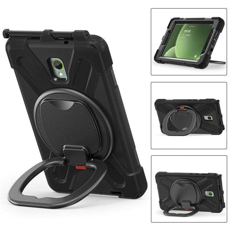 For Samsung Galaxy Tab Active5 SM-X300 Kickstand Case Rugged Shockproof Tablet Cover - Black