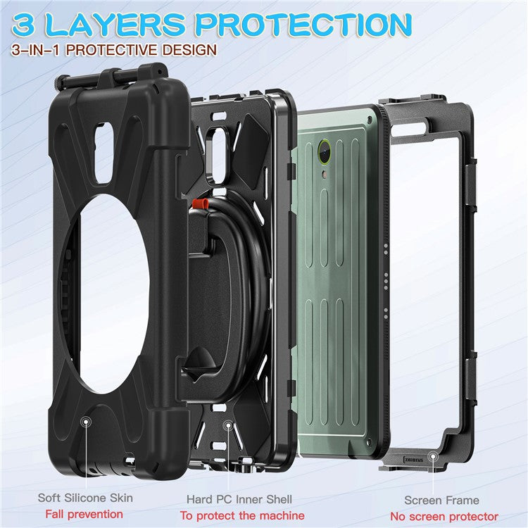 For Samsung Galaxy Tab Active5 SM-X300 Kickstand Case Rugged Shockproof Tablet Cover - Black